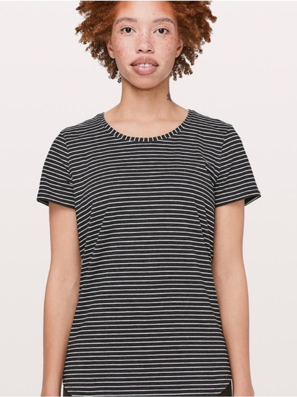 Lululemon NWT Black White Stripe Love Crew Stripe Tee Size 12